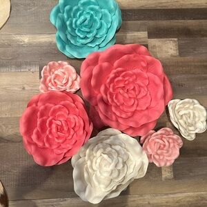 Floral Wall Accents in Pink, White, and Teal